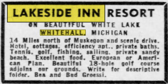 Lakeside Inn - 1958 Ad (newer photo)